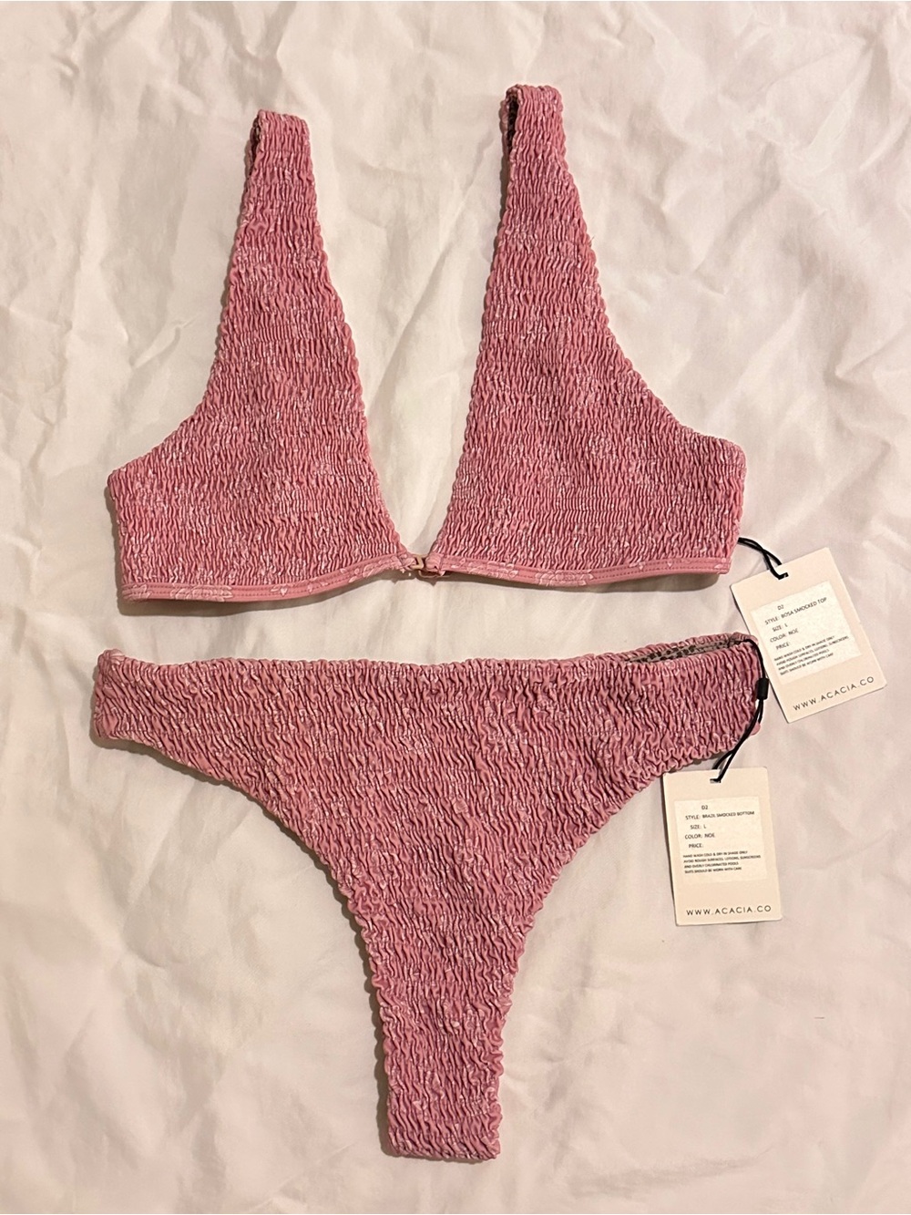 Acacia Swimwear Pink Smocked Bikini Ser
